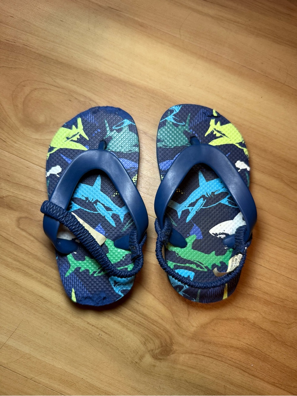 Kids Blue Shark Print Flip Flop Sandals